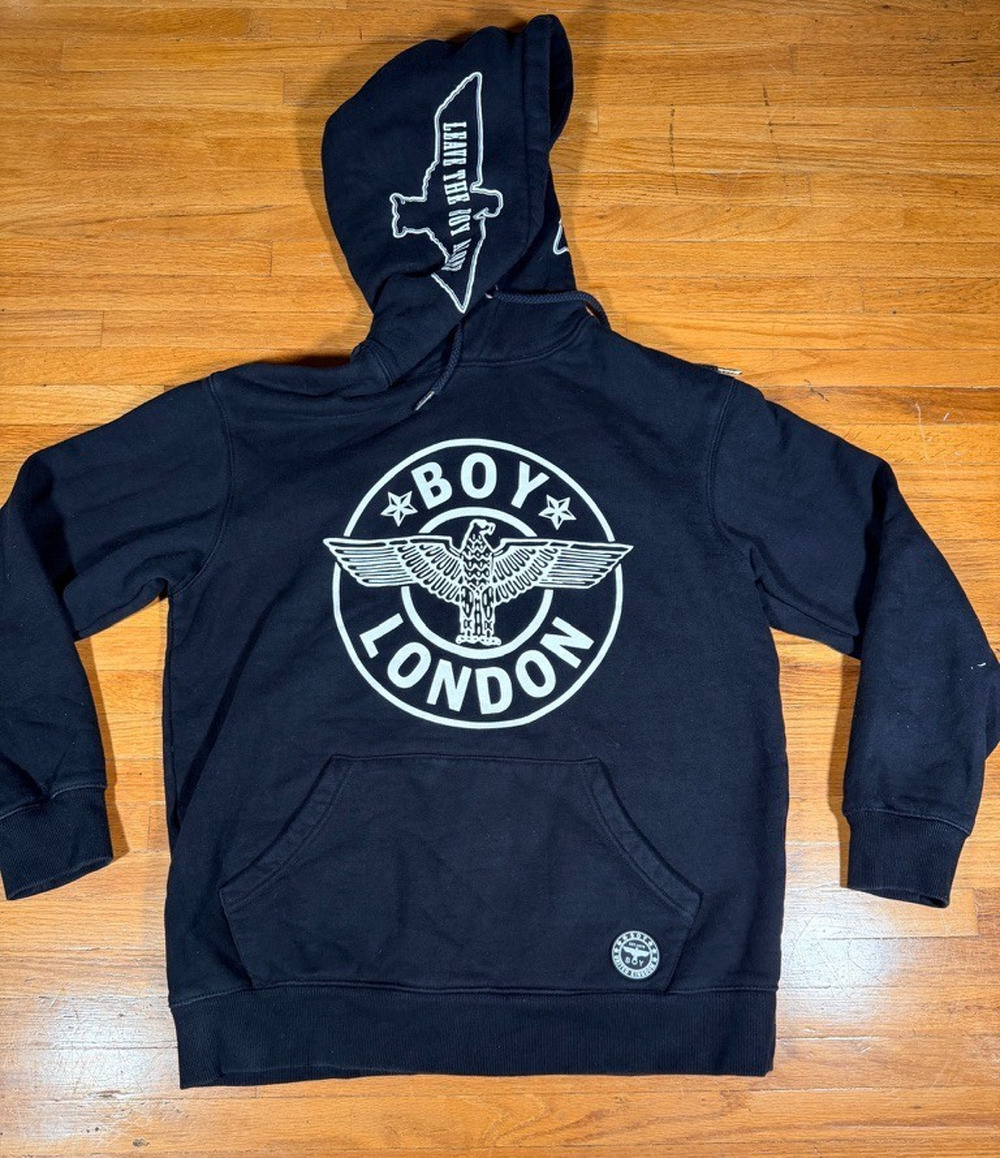 BOY London Eagle Logo Hoodie Black White Graphic Pullover Men’s Large